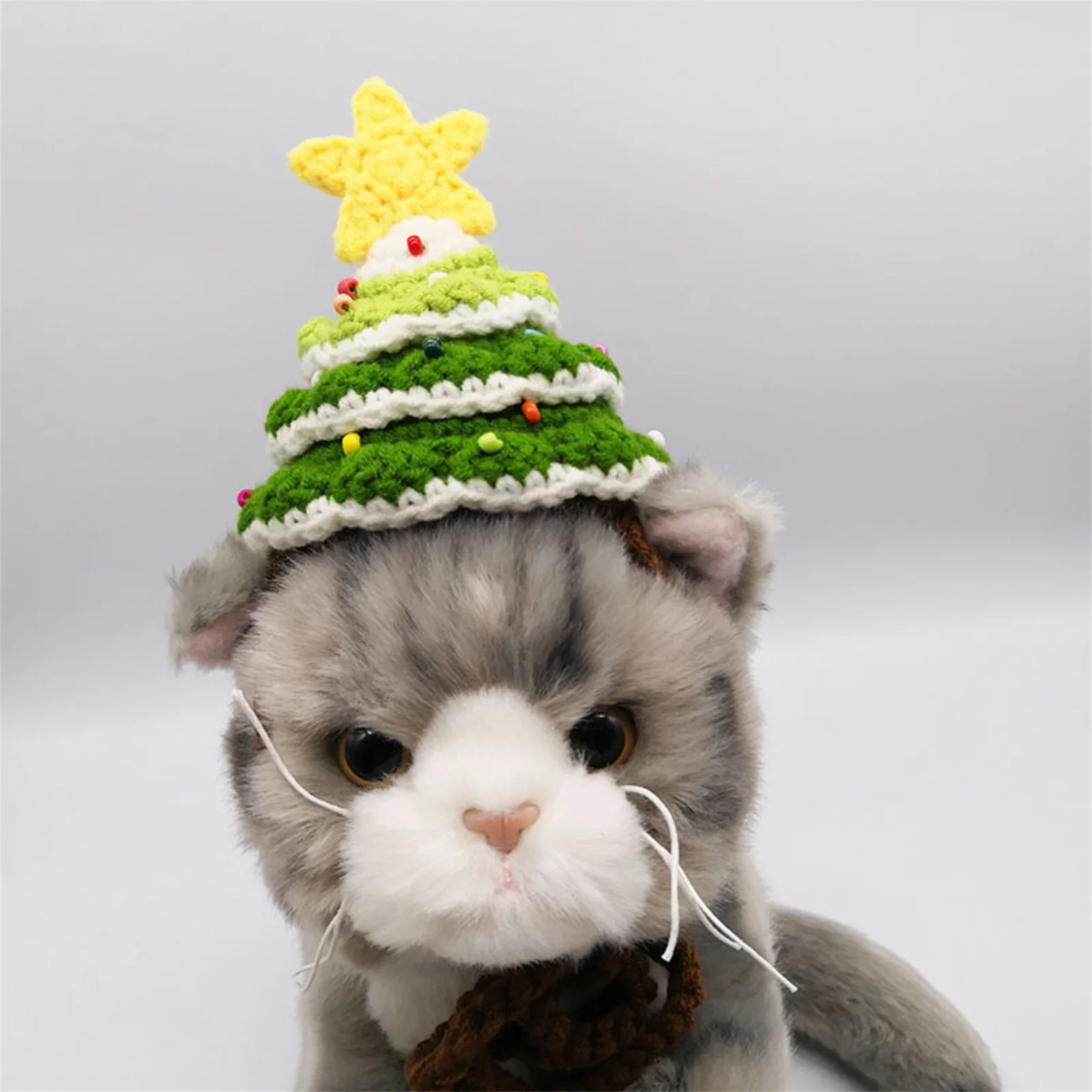 

Knit Christmas Cat Hat, Pet Bandana, Kitten Pug Decoration, Dog Grooming Accessories, Stuff Cap