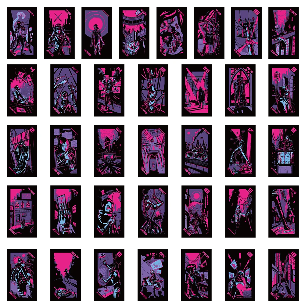 72PCS Dark Tarot Cyberpunk Stickers Cool Decor Vintage For DIY Kids Notebook Luggage Motorcycle Laptop Refrigerator Decal Toy