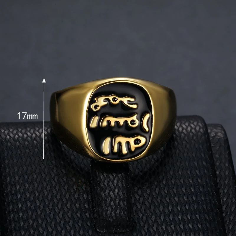 Stainless Steel Titanium Ancient Secret Language Letter Hip Hop Rings for Men Women Couple Friends Gift Fashion Jewelry