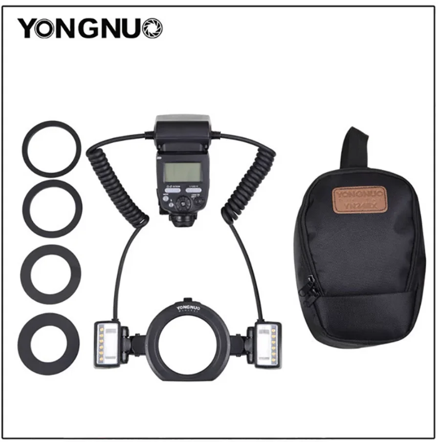 YONGNUO YN-24EX Macro Ring Flash E-TTL Speedlite with 2 Flash Head 4 Adapter Rings for Canon Close-up Photography/Macro shooting