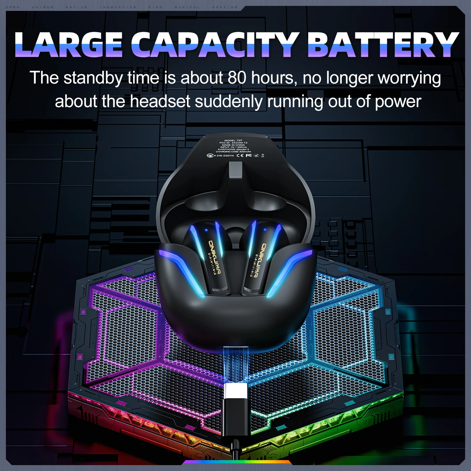 سماعات أذن لاسلكية ثنائية الوضع ، تحكم باللمس ، زمن استجابة منخفض ، سماعة رأس ستيريو للألعاب ، اتصال مستقل #5