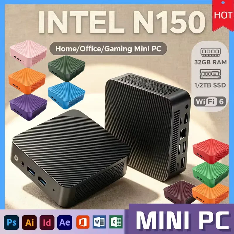 Intel Mini Host Windows 11 Intel N150 Desktop Computer 32GB RAM 1TB 2TB SSD Mini PC WIFI6 BT5.2 Micro Pc