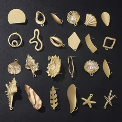 10PCS Gold Color Earrings Accessories Alloy Geometry Shape Base Shell Earring Connector for DIY Earrings Making Handmade Jewelry