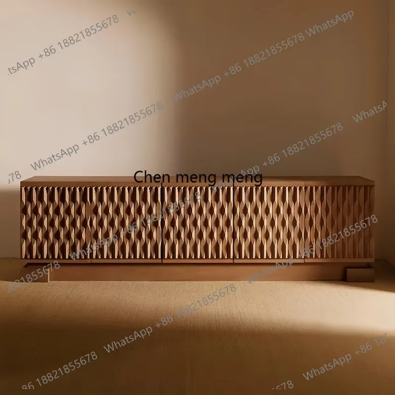 D132 Medieval solid wood texture dining side cabinet simple locker designer living room side cabinet