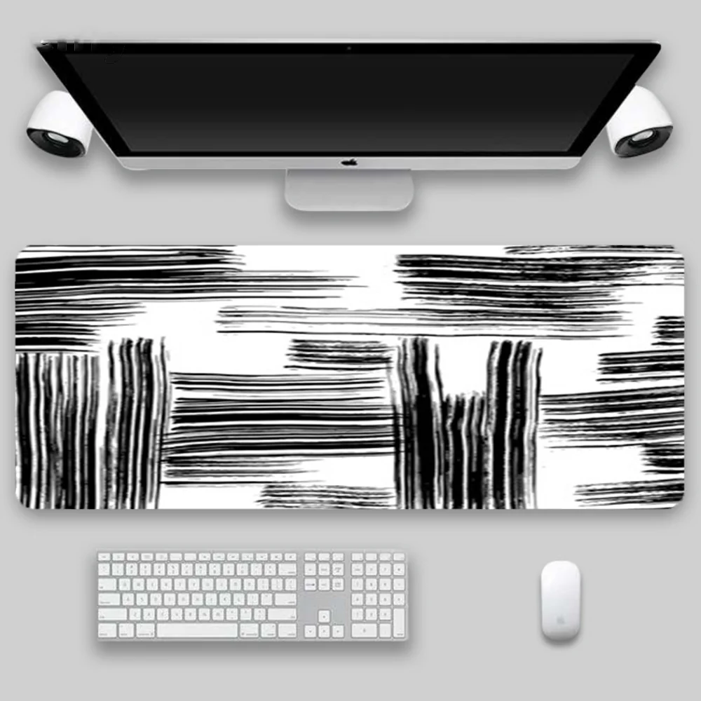 Abstract Chaotic Pattern of Black and White Lines Art Mouse Pad Printing for Custom Desk Mat Xxl Gaming Mouse Pad Multiple