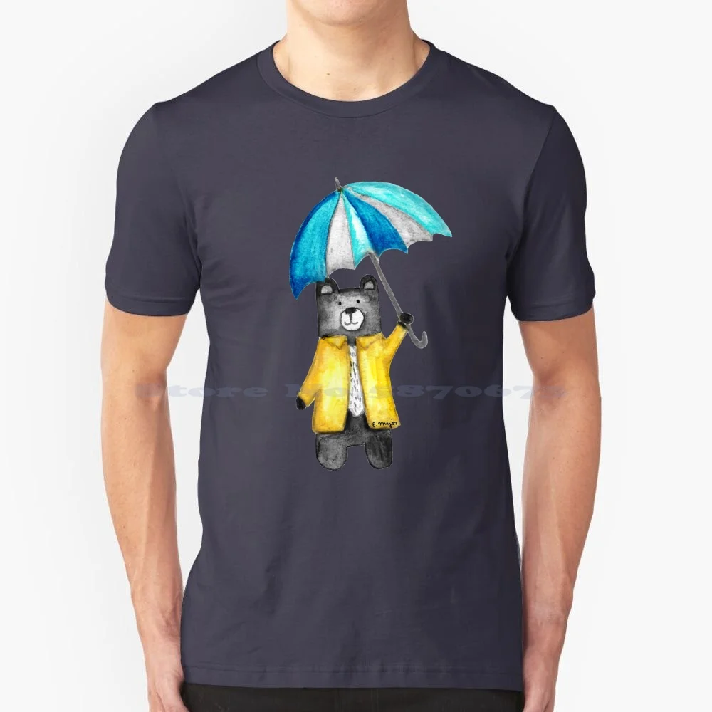 Bear In The Raincoat Watercolour Tatra Cottage T Shirt 100% Cotton Tee Tatracottage Tatra Cottage Bear Art Bear Painting Bear