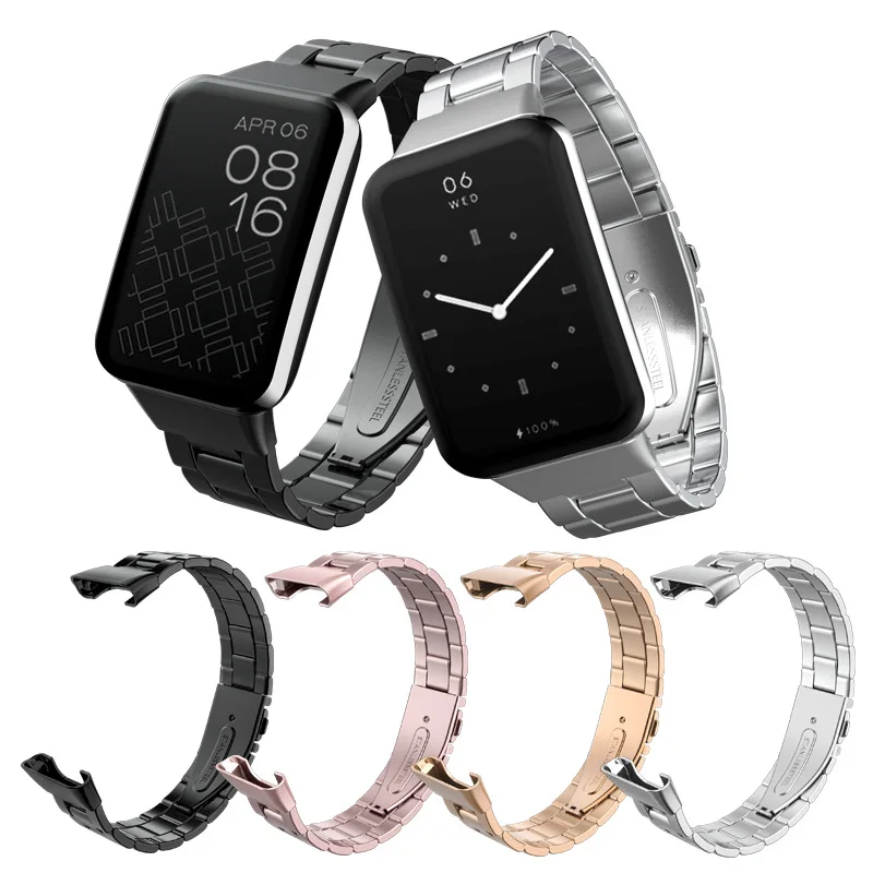 UTHAI Watchbands For Mi Band 7 Pro Suitable For Xiaomi bracelet 7 Pro Strap 304 Stainless Steel Three-Bead Metal Strap Z136