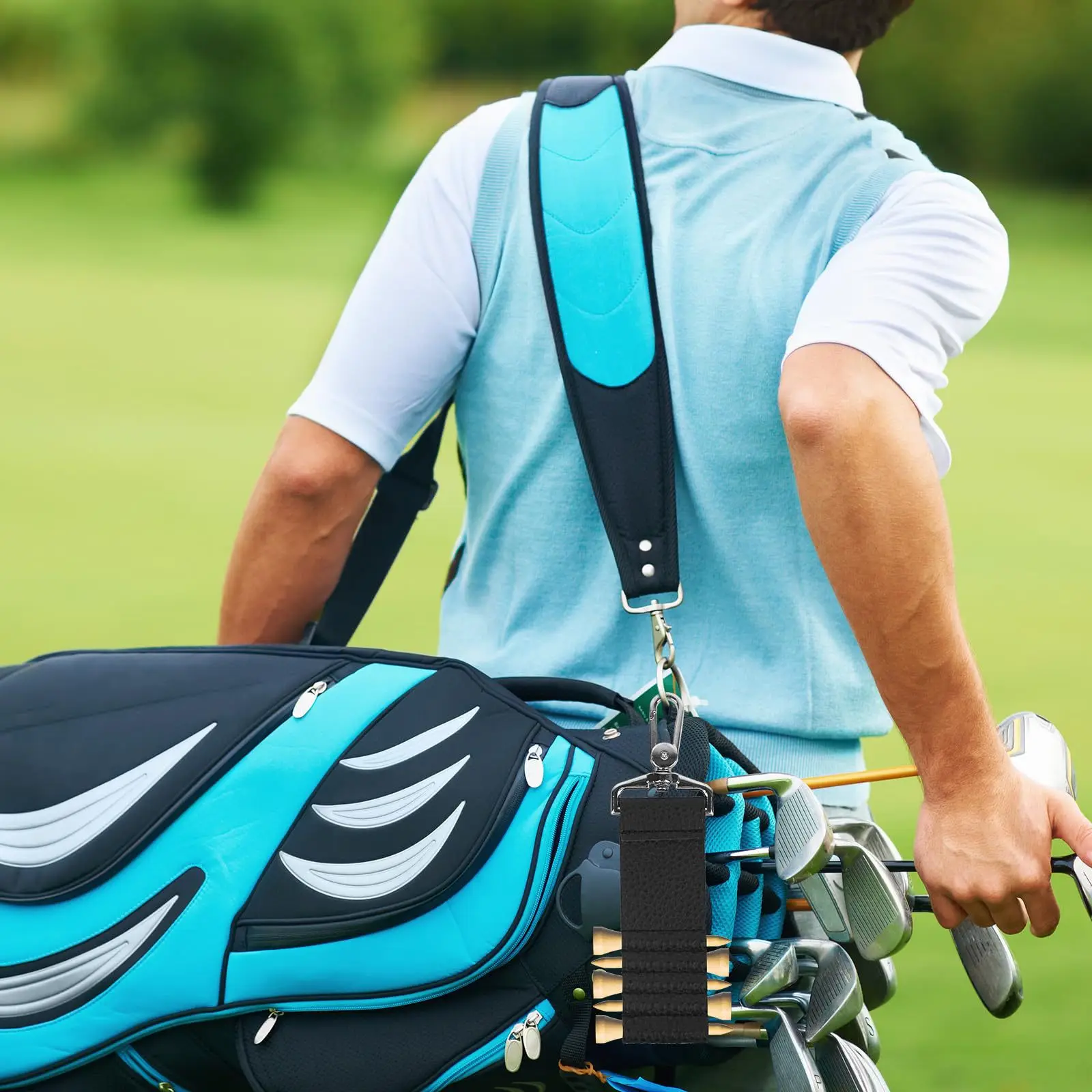 Custodia per viti per palline da golf Etichetta per telaio per sedile da golf Custodia per clip per palline da golf per esterni Borsa per chiodi da golf portatile