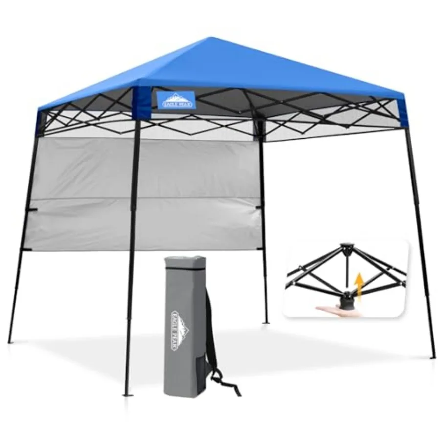 

8x8 Pop Up Canopy Tent with Sidewall Compact Portable Slant Leg Instant Sun Shelter for Beach Sports Camping 8x8 Base 6x6 Top B