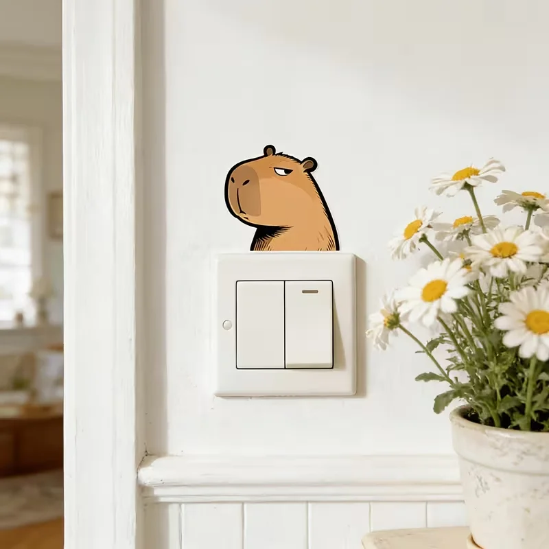 1 self-adhesive capybara wall sticker PVC sticker, durable, easy to tear and stick, suitable for bathroom light switches
