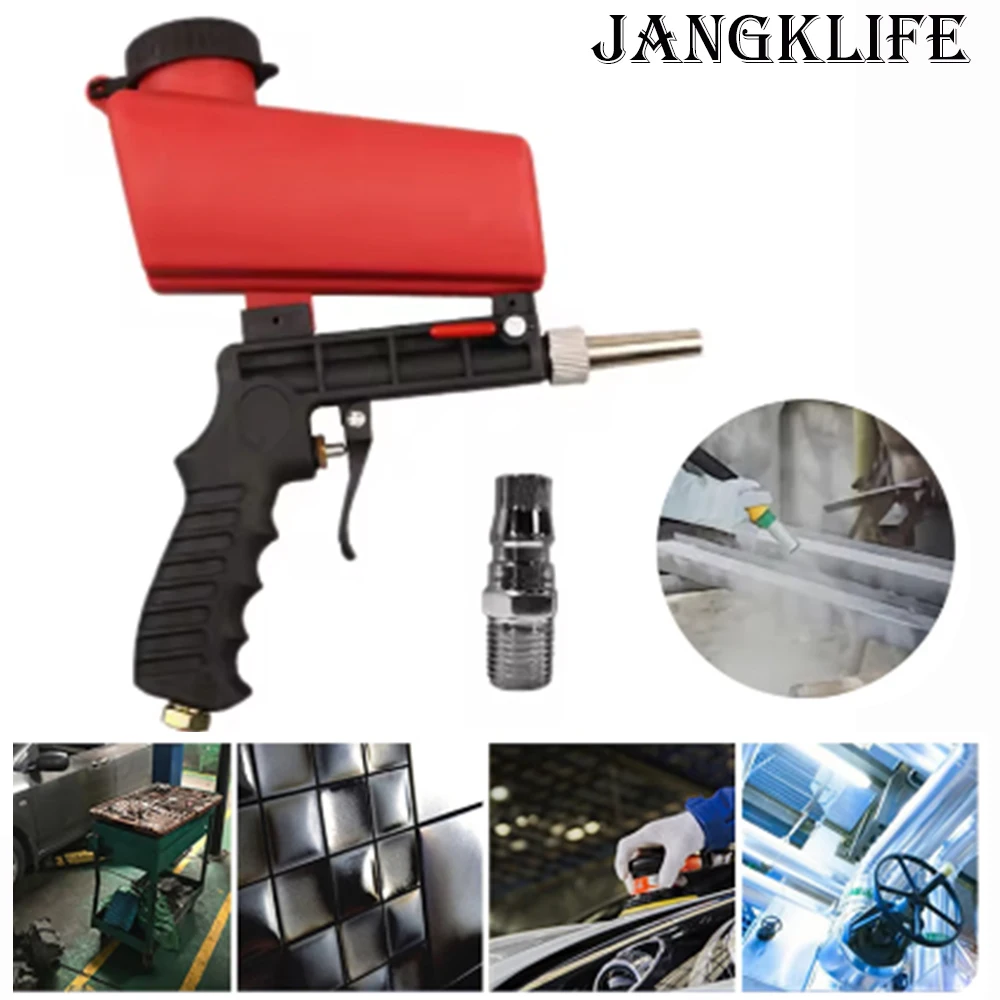 Adjustable Sandblasting Gun 90 Psi Portable Sand Blaster Paint Spray Machine Gravity Pneumatic Small Handheld Blasting Gun Set 