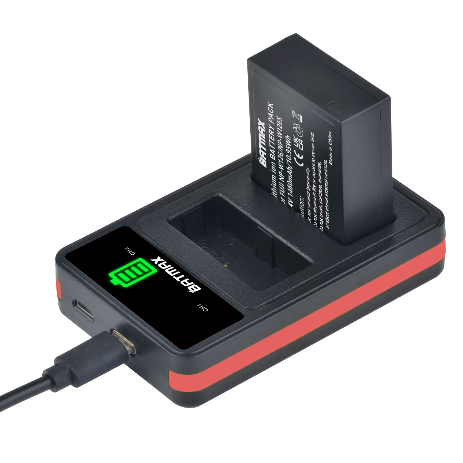 بطارية Batmax وشاحن مزدوج ليد ، نوع C Port ، Fujifilm HS30EXR HS33EXR من من النوع C