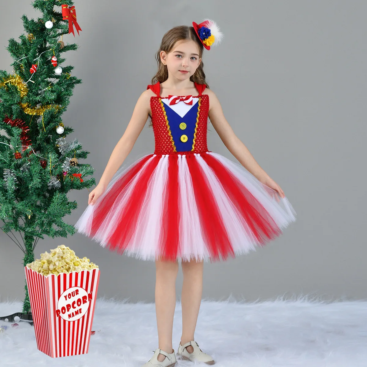 

Blue White Circus Clown Costume Girls Joker Halloween Cosplay Tutu Dress Birthday Carnival Party Fancy Dress Up Clothes