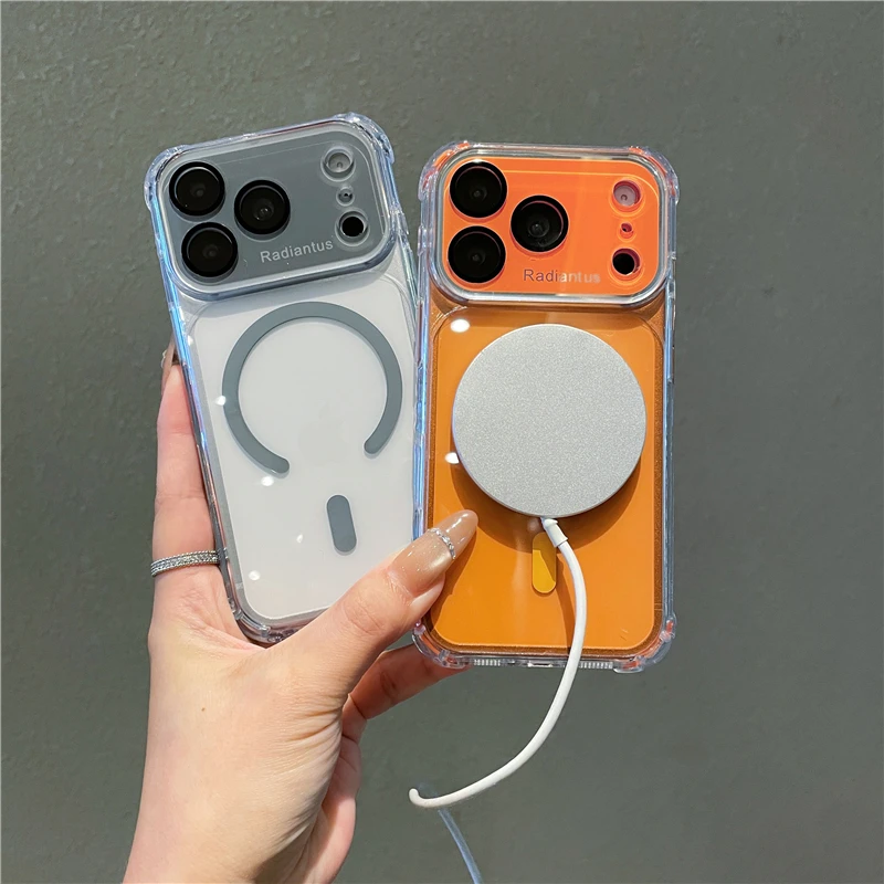 Luxurious Transparent Phone Case For iPhone 17 16 15 14 13 12 11Pro Max Support wireless charging Great Grip Feeling view 4
