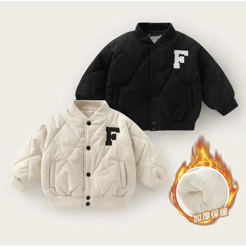 

Boys' Diamond Lattice Baseball Jacket Girls' Winter Clothing Children's Cotton Clothes Children's Baby Cotton-Padded Jacket