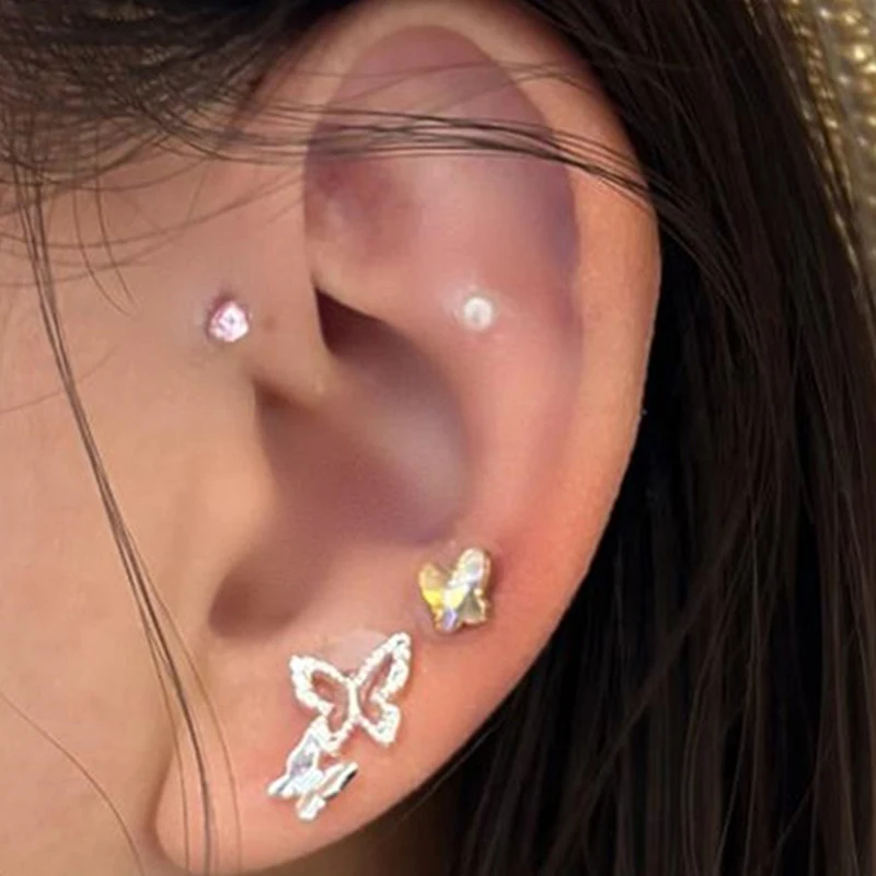 20 بقع فراشة زهرة شكل كريستال الأذن البذور الوخز بالإبر الأذني المتاح الأذن ملصقات تدليك العلاج إبرة التصحيح #5
