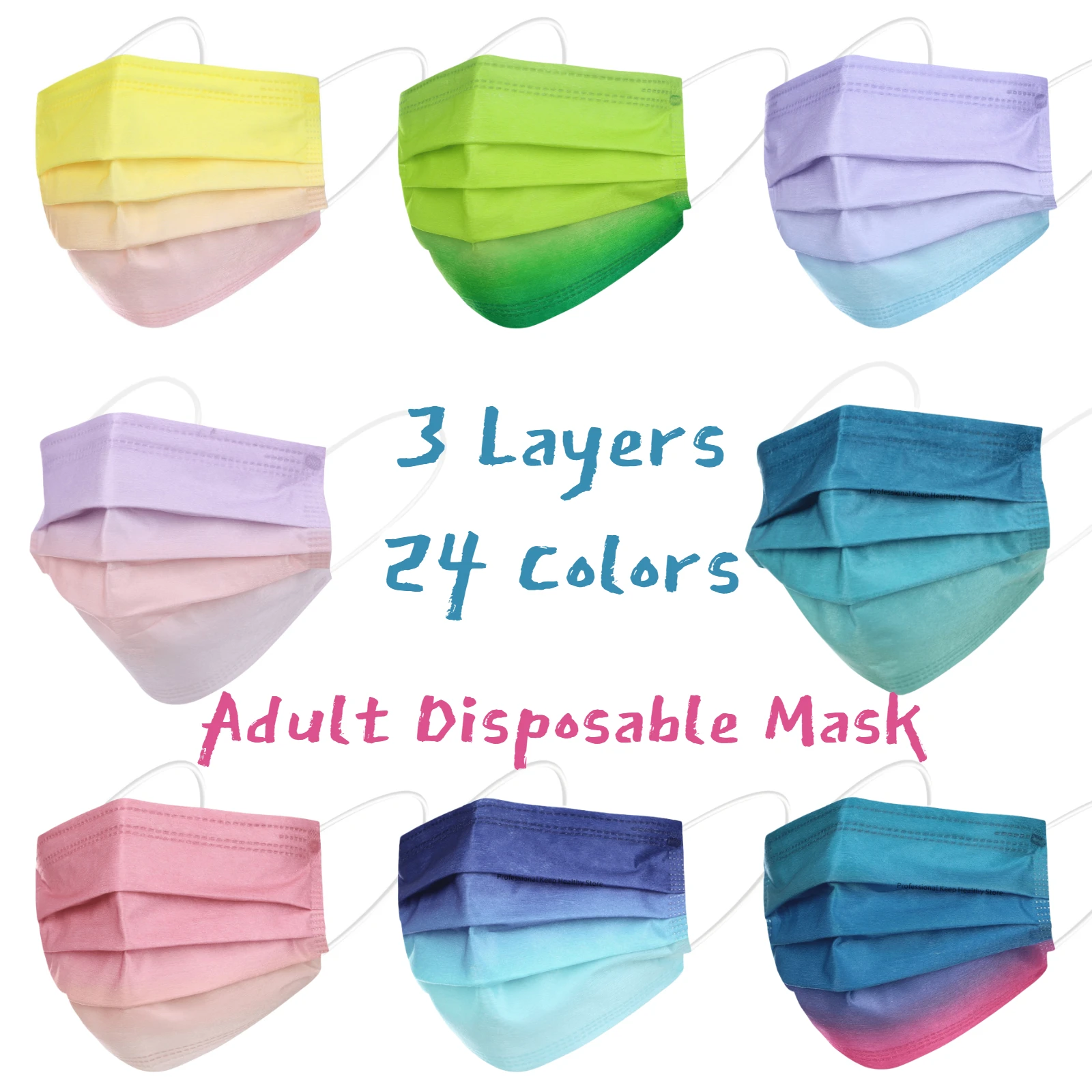 10pcs Adult Disposable Colorful Protective Face Mask Four Layer Filters Meltblown Morandi Rianbow Color Mouth Mask Mascarillas