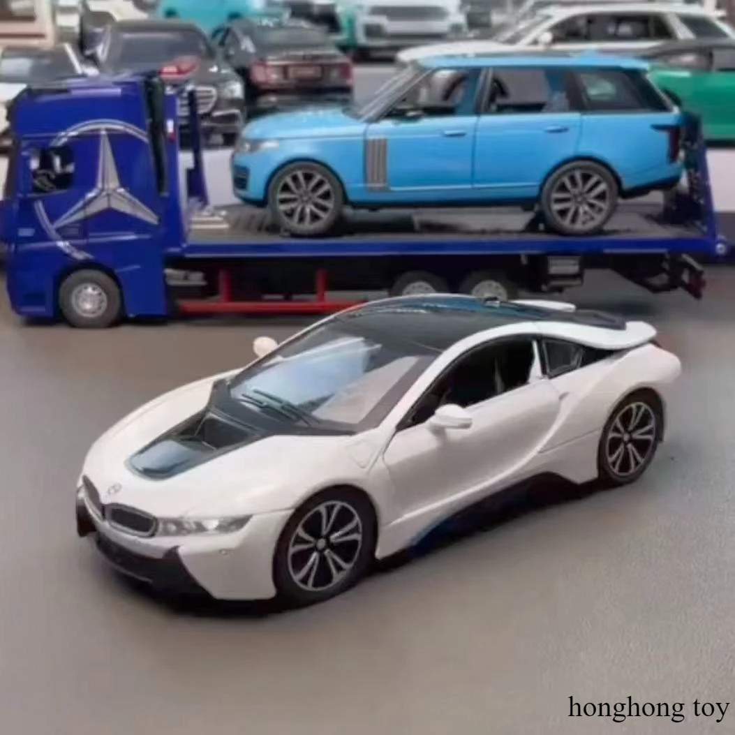 

Высококлассная модель автомобиля 1:22 I8, спортивный автомобиль из сплава, имитация, детская игрушка, украшение для дома, коллекционный предмет высшего класса, подарок для мальчиков
