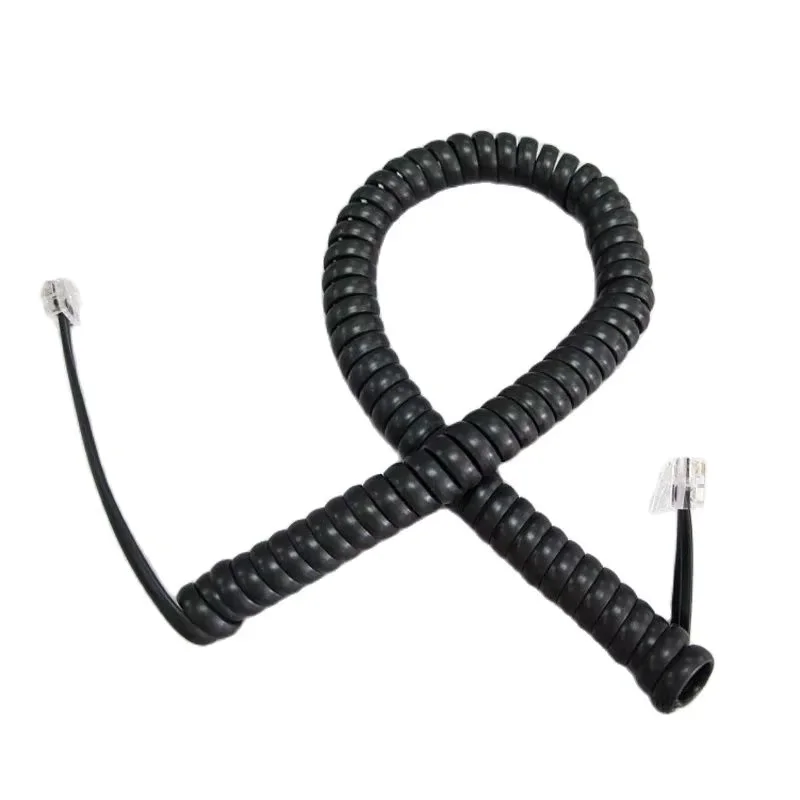 Hot 35cm Telephone Cord Straighten 2m Microphone Receiver Line RJ22 4P4C Connector Copper Wire Phone Volume Curve Handset Cable