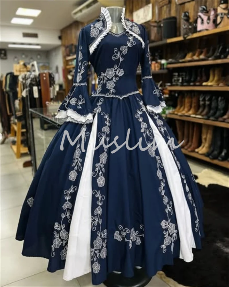 Georgians Navy Carnival Women's Evening Dress 2025 Embroidery Ball Gown Mexico Jalisco Prom Dress Bespoke Occasion Customized