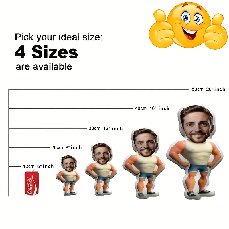Custom Funny Muscle for Man Pillow, Personalized Photo Design, Digital Double-Sided Printing, Hidden Zipper, All-Season Multi-Fu