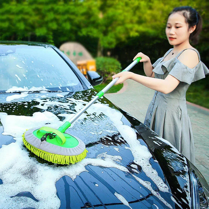 Upgrade Three section telescopic car washing mop Super absorbent Car Cleaning Car brushes Mop Window Wash Tool Dust Wax Soft Mop