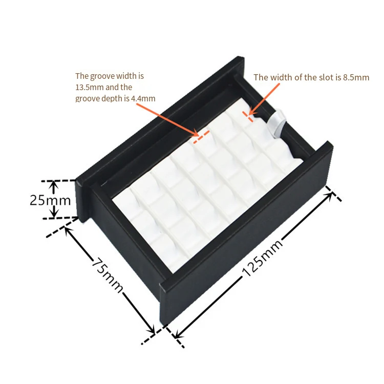 PU Leather Bare Stone Gemstone Jewelry Box Magnet Stone Storage Display Box Gem Display Counter Exhibition Lid V Groove Box