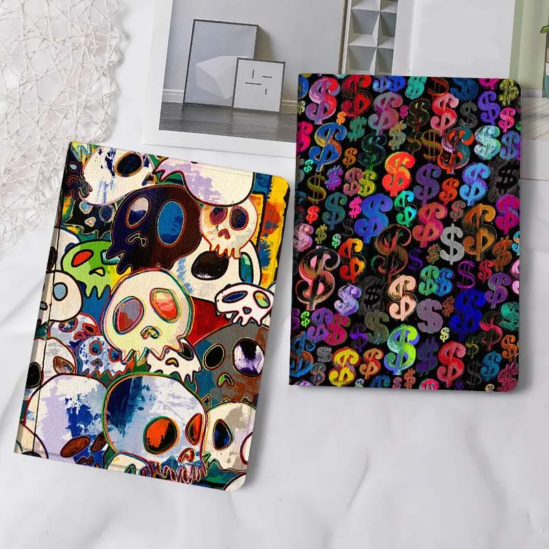 

Cartoon Skull Pattern Art Tablet Case For Apple iPad Air Pro mini 1 2 3 4 5 6 7 8 9 11 M2 M3 M5 M4 5th 6th 7th 10th 11th Gift