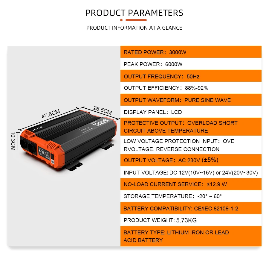 EU warehouse free shipping inverters pure sine wave 3000 watt converters solar car inverter