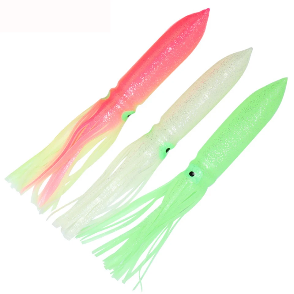 

1pc 30cm Octopus Fishing Lure Luminous Squid Skirts Soft Rubber Octopus Lures pesca Trolling Saltwater Bait for Tuna