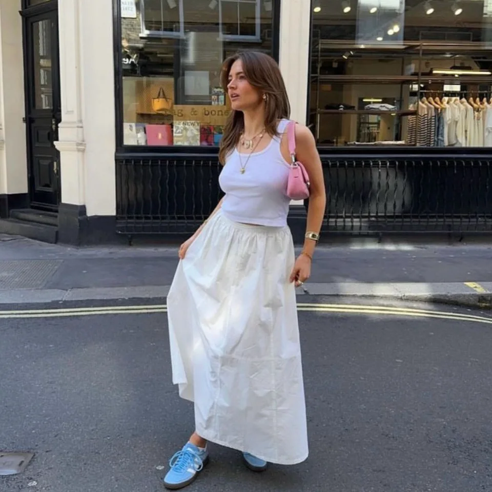 

Woman’s Skirt A-line Cotton Skirt Profile Design Bud Skirt Elegant Evening Skirt Pure White Skirt