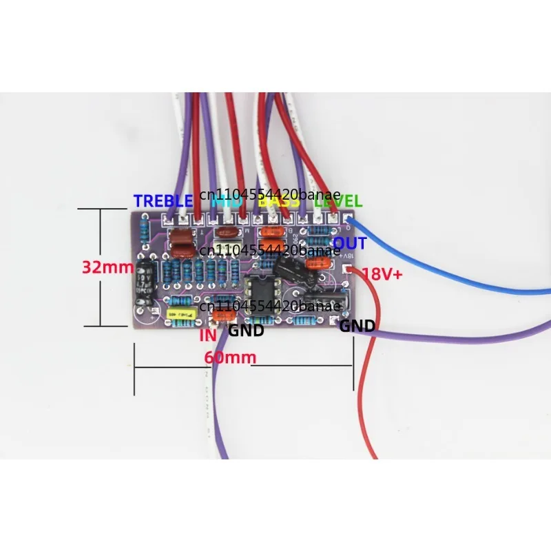 DIY built-in active circuit 3-segment EQ tonal board bass modification