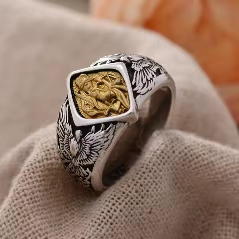 Bohemia Style Goddess Of Justice Justitia Vintage Thai Silver Unisex Ring Jewelry For Women Men Gifts No Fade