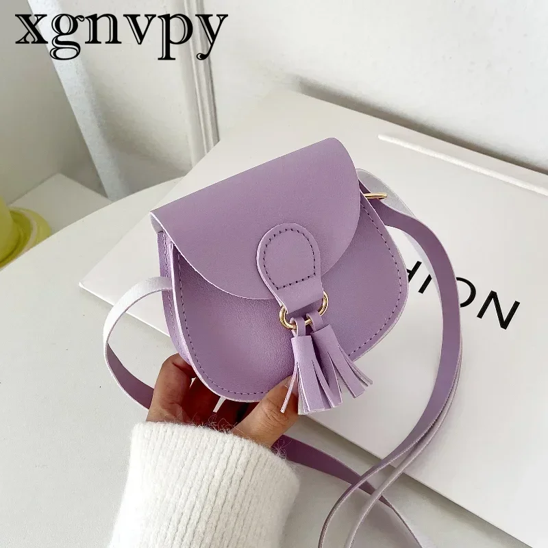 xgnvpy New Mini Kids Cartoon Cute Princess Bag One Shoulder Crossbody Baby Bag Toddler Tassel Decorated Small Shoulder Bag