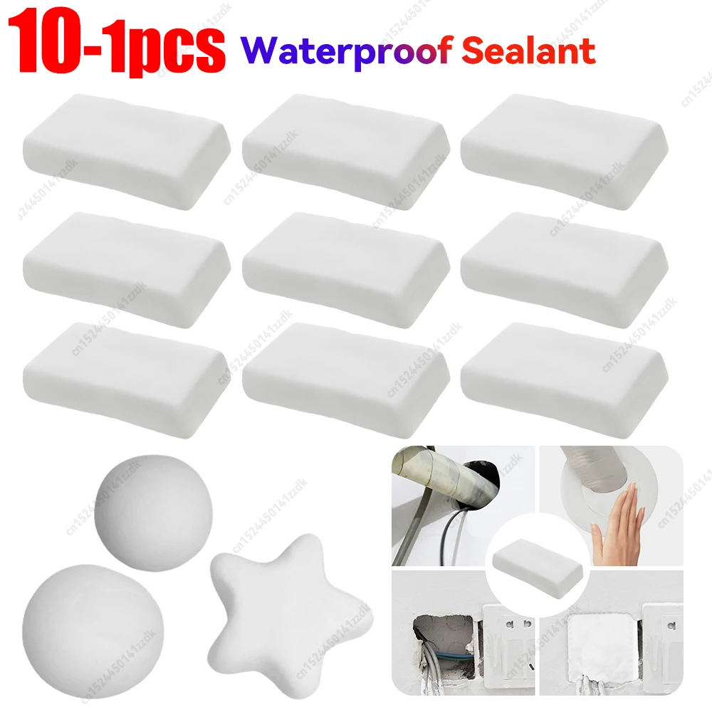 1-10pcs Sealant Mastic Clay Waterproof Sealant for Wall Holes 6Pcs Wall Hole Fillers Wall Mending Mud Block Drywall Repair Putty