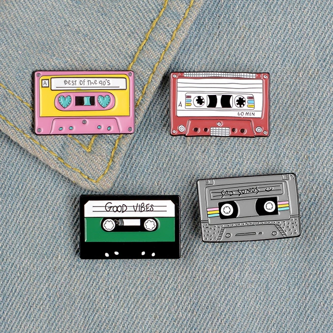 90's Music Tape Enamel Pin Vintage Nostalgic Best Song Brooches for Bag Clothes Lapel Pin Old-school Badge Jewelry Gift Friends