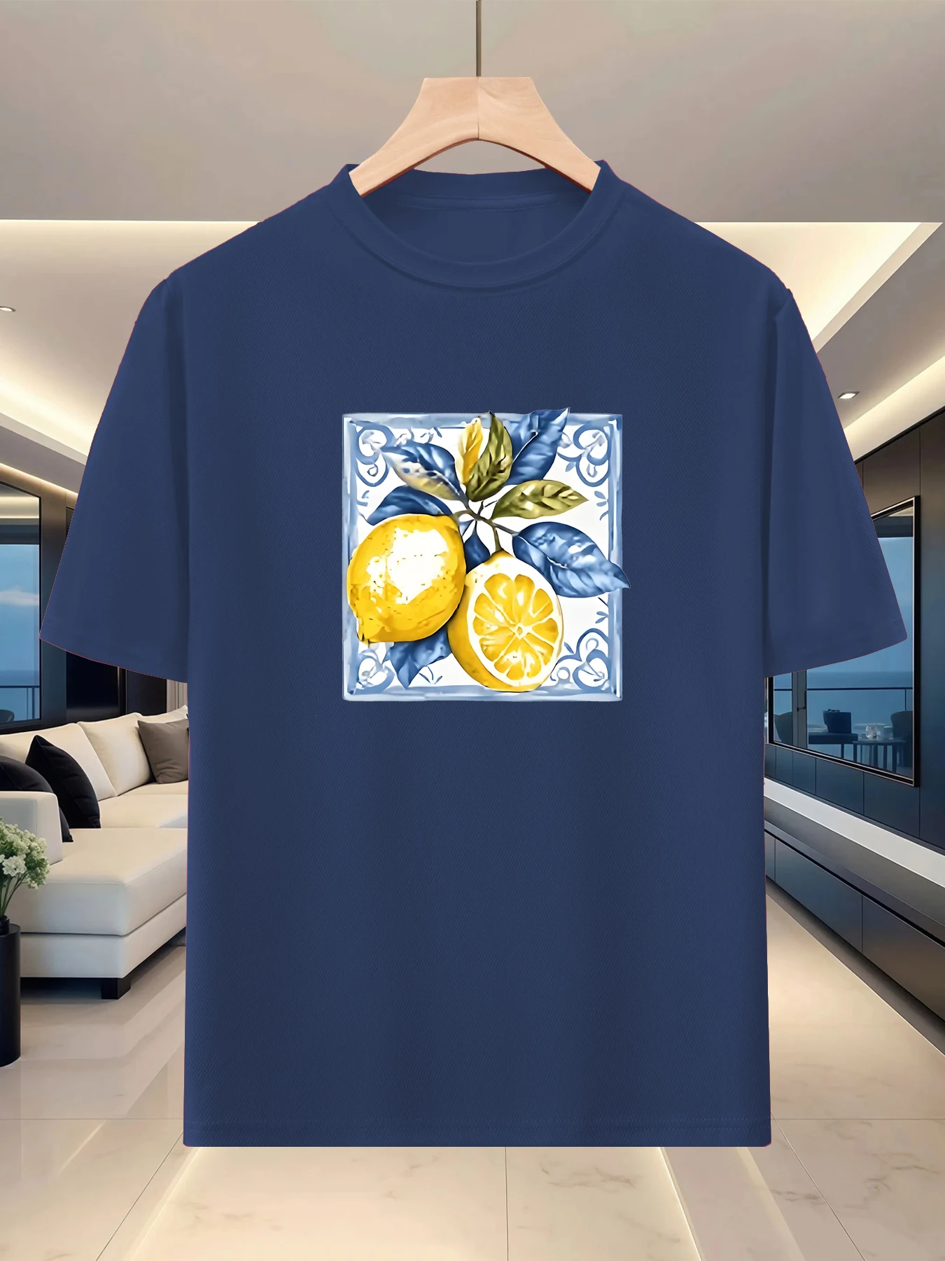 Artistic Relaxation Men's Round Neck Short Sleeve Base Spring/Summer Travel Trend Creative Pattern Silhouette Half Sleeve