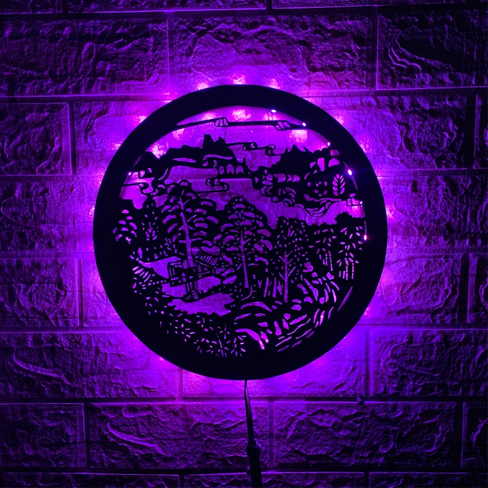 ZK50 Simple Retro Landscape Luminous Hanging Picture LED Wall Lamp Indoor Restaurant Decoration USB Night Light USB Plug-in
