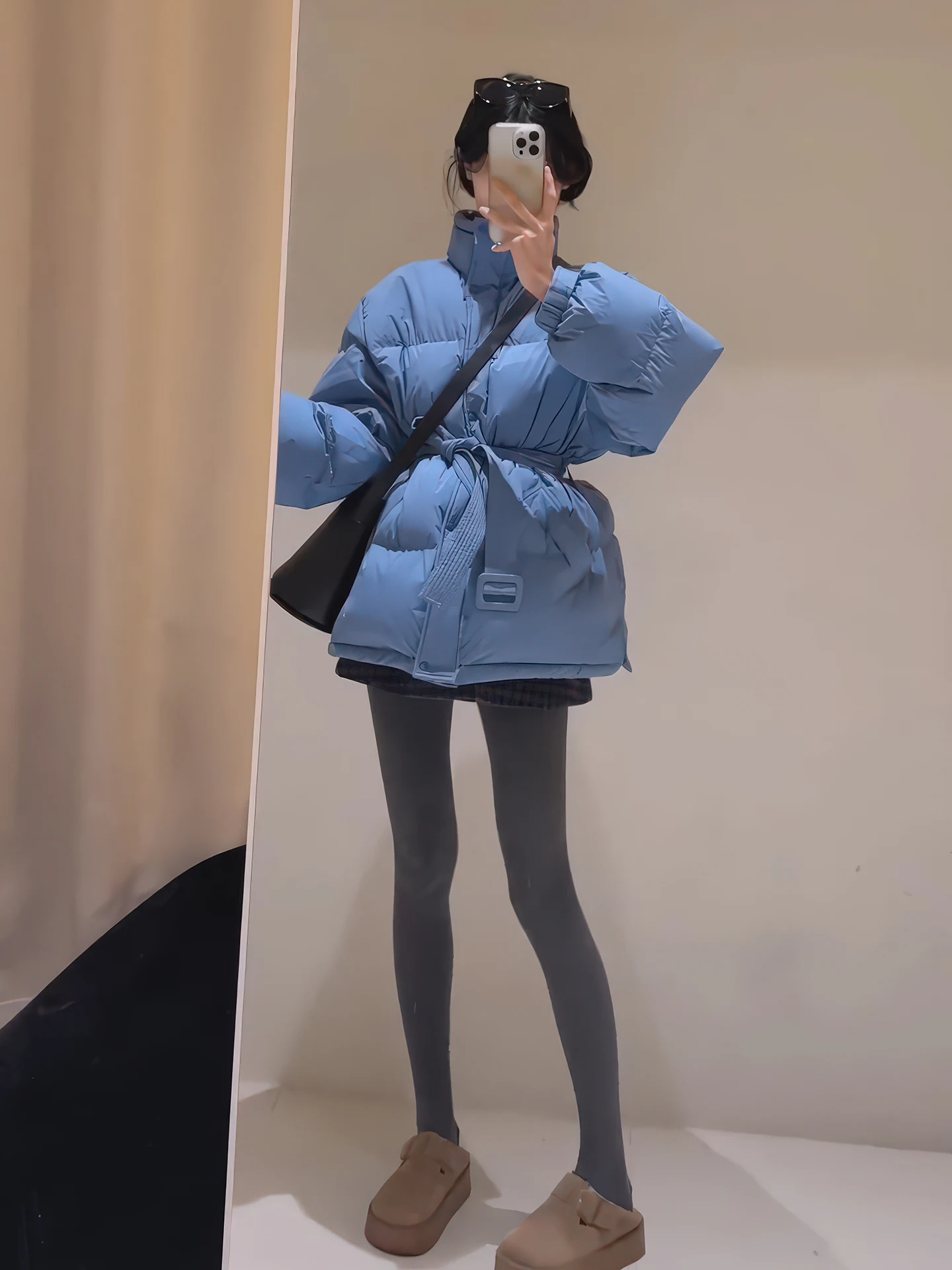 

Korean Sle ort Puffer Jaet Women's Winter Faion Stand Collar Bread Bundle Waist Belted Coat Warm Thiened Polyester