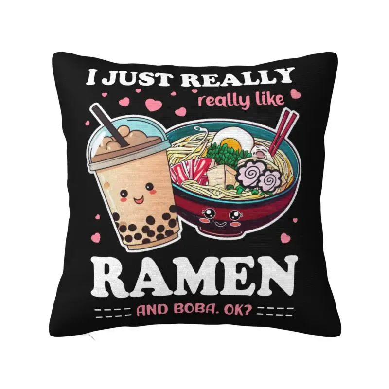 Custom Just A Girl Who Loves Ramen And Boba Cushion Cover 45*45 cm Soft Throw Pillow Case Home Decorative Sofa Chair Pillowslip