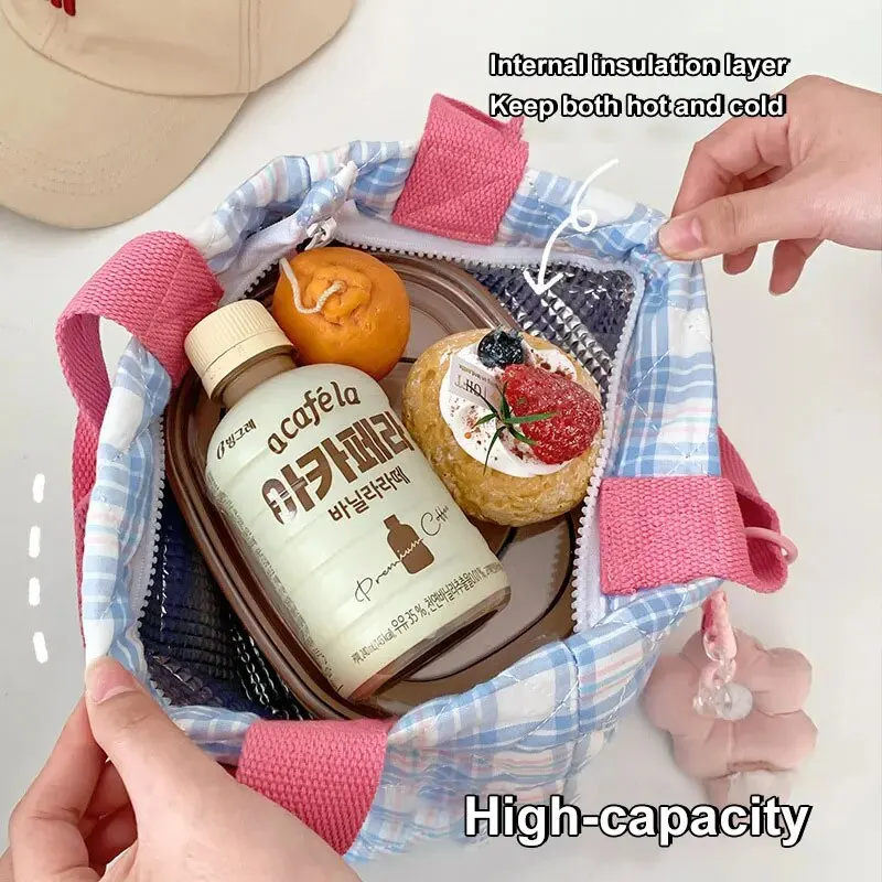 1pc Fashion Portable Lunch Bag Food Picnic Lunch Box Bag for Men Women Kids Thermal Insulated Travel Tote Bags