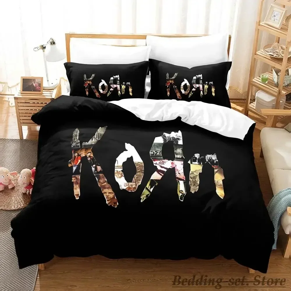 2023 Korn rock Bedding Set Single Twin Full Queen King Size Bed Set Adult Kid Bedroom Duvetcover Sets Anime parure de lit Bed
