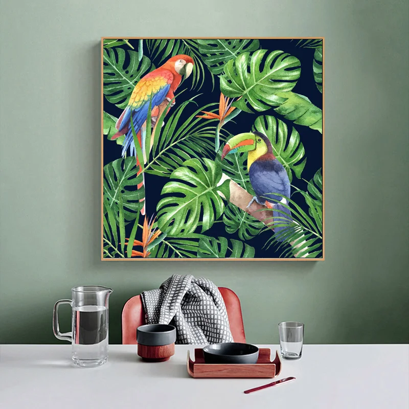 

Modern Home Decoration Plant Flower Parrot Posters Canvas Print Picture Poster Decorative Painting House Living Room Wall Art