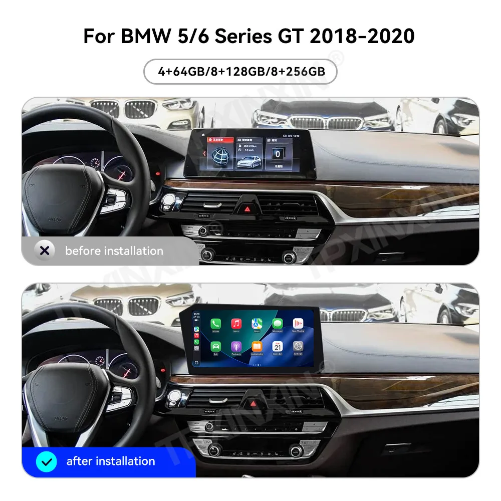 الوسائط المتعددة أندرويد 14 راديو السيارة لسيارات BMW 5 6 Series GT 2018 ~ 2020 نظام تحديد المواقع والملاحة Carplay مرآة ربط وحدة استقبال ستيريو رئيس