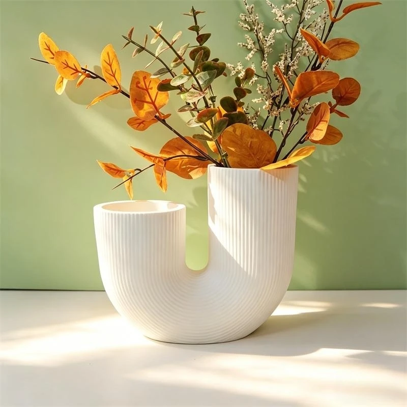 

U-Shaped Dried Flowers Vase Plaster Ornament Silicone Mold Cement Pen Holder Gypsum Flower Vase Home Decoration Mould