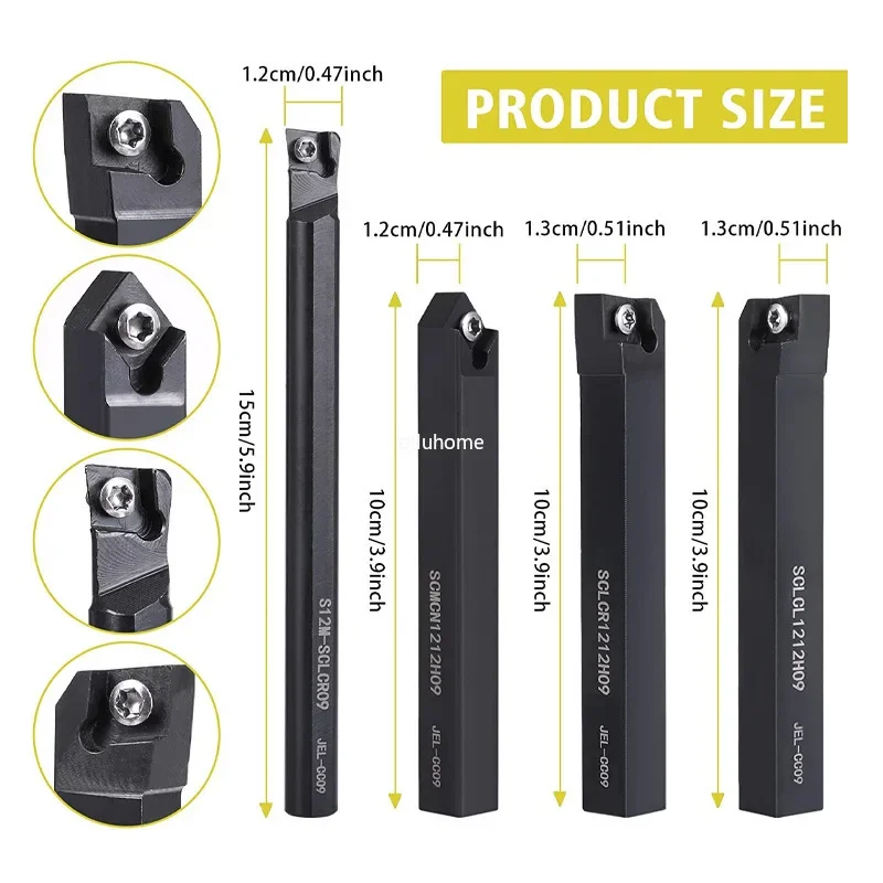 S12m Sclcr09/Sclcr1212h09 Turning Tool Suit Lathe Cutter Bar 4 PCs Ccmt090204