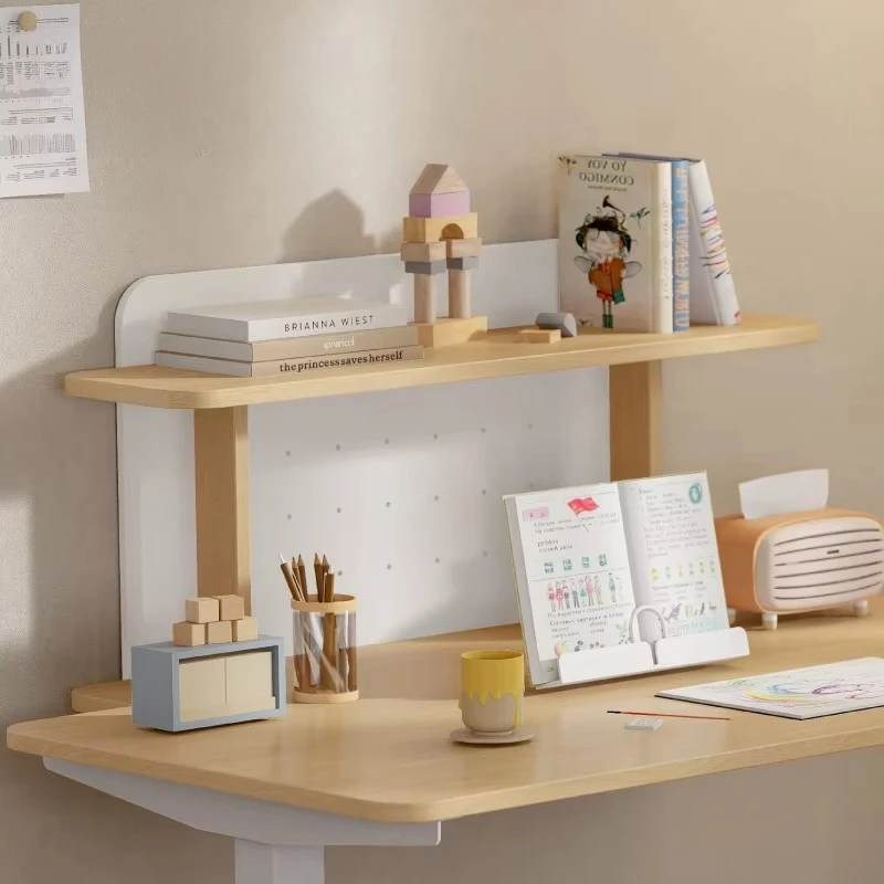Contemporary Design Electric Sit Stand Study Desk with Leo Shelf for Bedroom and Home Office Wooden 0.899m