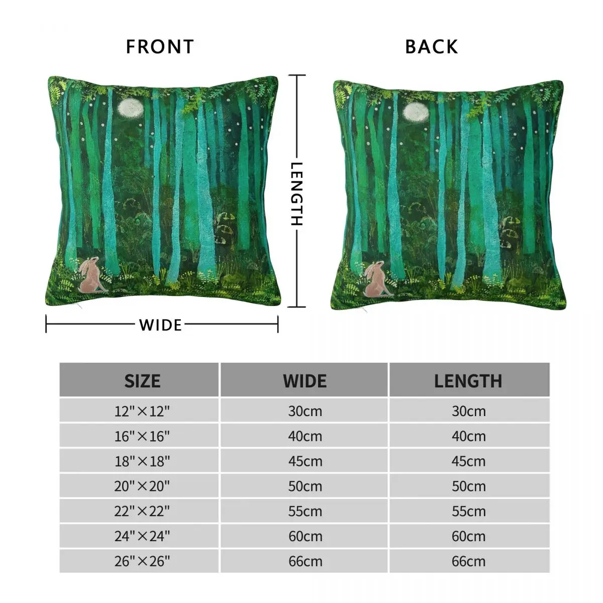 Hare Forest Night Moon Square Pillowcase Polyester Linen Velvet Pattern Zip Decorative Pillow Case Room Cushion Cover Wholesale