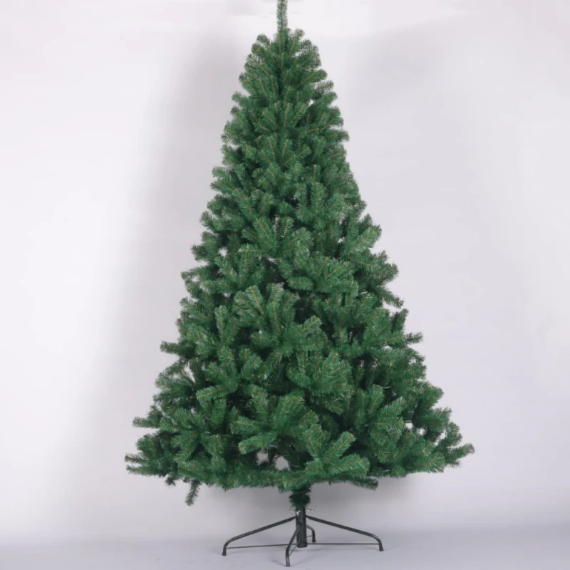 8ft Artificial Christmas Tree Full Natural Spruce PVC Fir Tree Foldable Metal Stand Unlit Green Living Room Christmas Decor