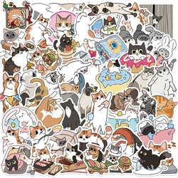 50pcs Cat DIY Waterproof Graffiti Love And Kitten Sticker Aesthetic Decorative Luggage Laptop Phone Fridge Scrapbook Stickers